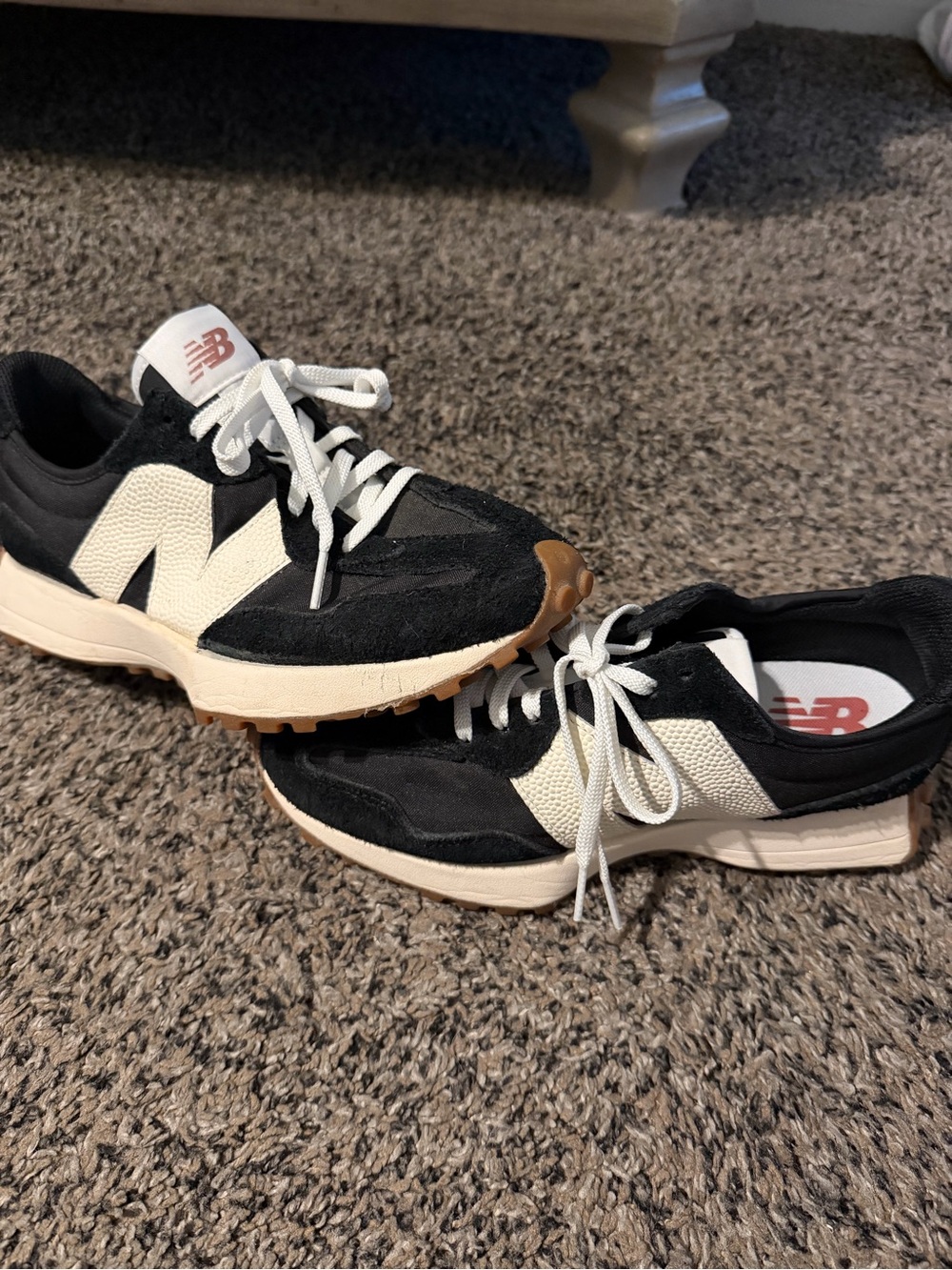 New Balance womens Black and White Low-Profile Sneakers with Gum Sole